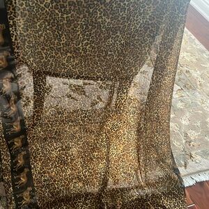 Big Black & yellowish Tiger and Leopard Scarf with leopard Print trim